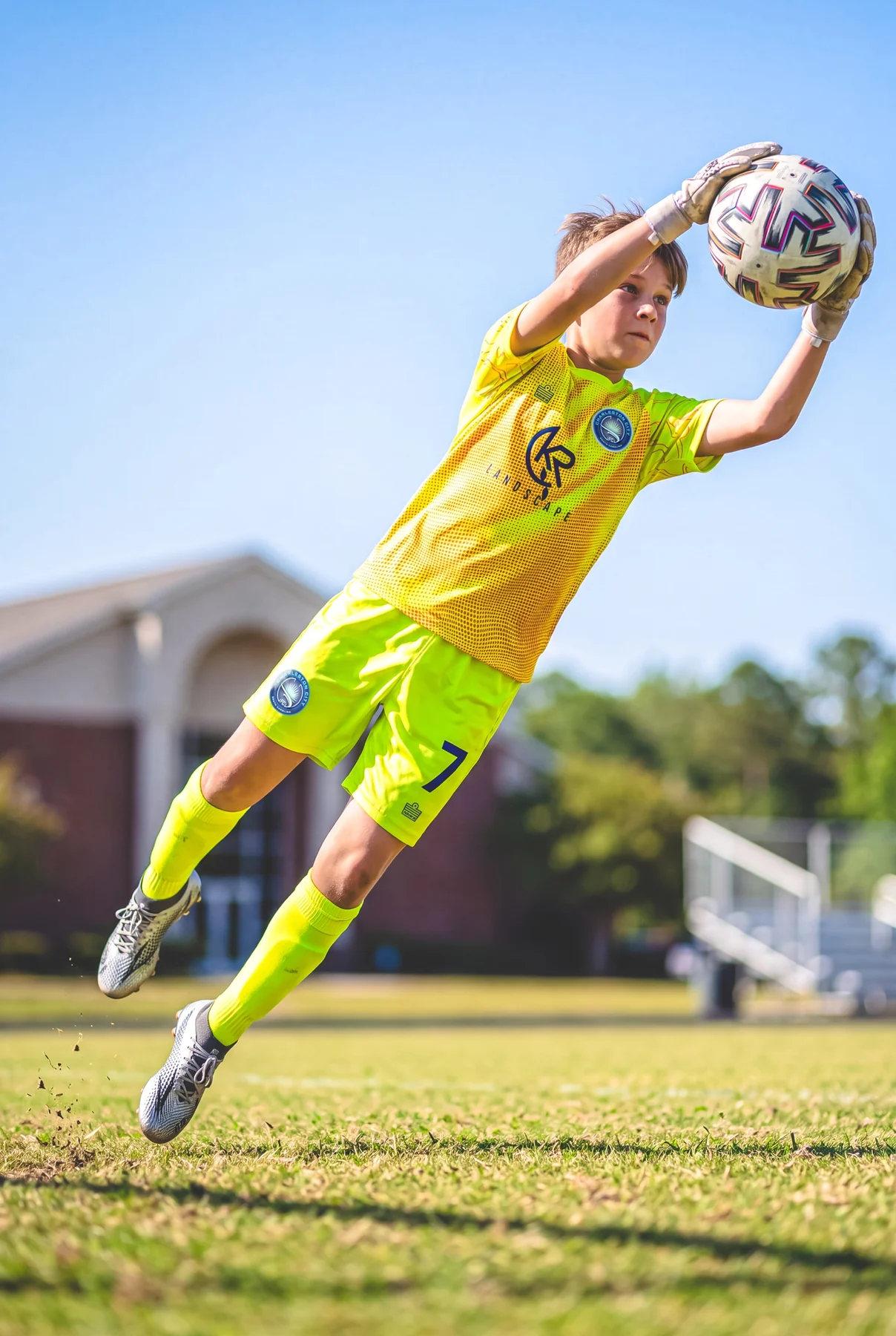 Charleston City FC goalkeeper wearing the electric yellow kit